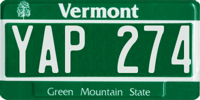 VT license plate YAP274