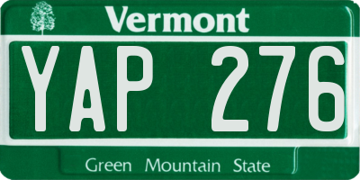 VT license plate YAP276