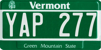 VT license plate YAP277