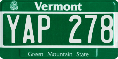 VT license plate YAP278