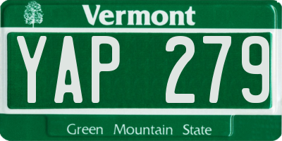 VT license plate YAP279