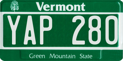 VT license plate YAP280