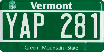 VT license plate YAP281