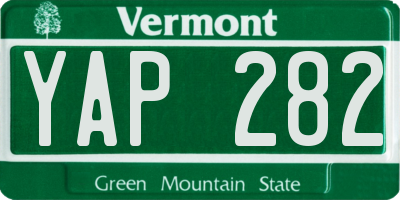 VT license plate YAP282
