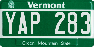 VT license plate YAP283