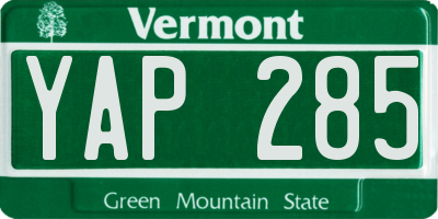 VT license plate YAP285