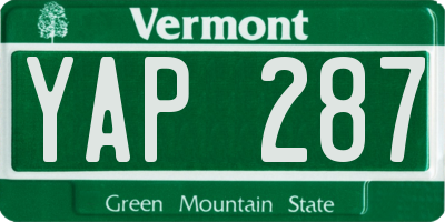 VT license plate YAP287