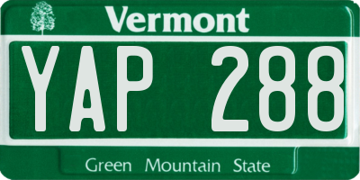 VT license plate YAP288