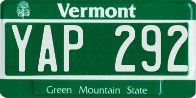 VT license plate YAP292