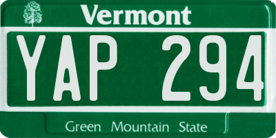 VT license plate YAP294