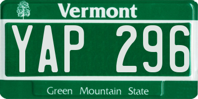 VT license plate YAP296