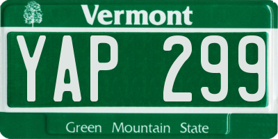 VT license plate YAP299