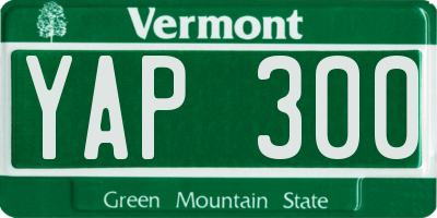 VT license plate YAP300