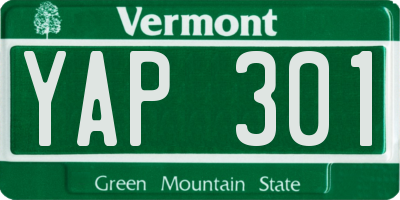 VT license plate YAP301
