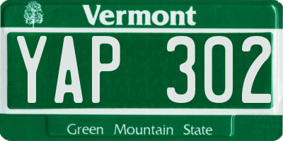 VT license plate YAP302