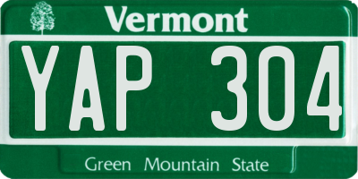 VT license plate YAP304