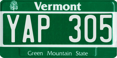 VT license plate YAP305