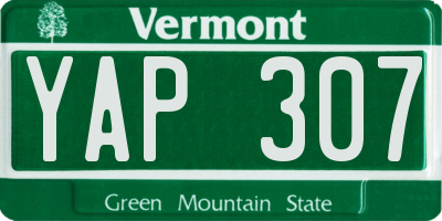 VT license plate YAP307