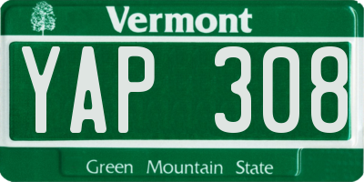 VT license plate YAP308