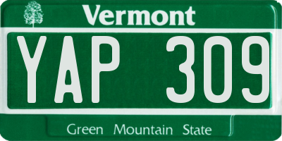 VT license plate YAP309