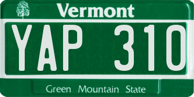 VT license plate YAP310