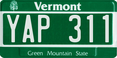VT license plate YAP311