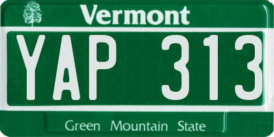 VT license plate YAP313