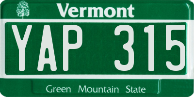 VT license plate YAP315