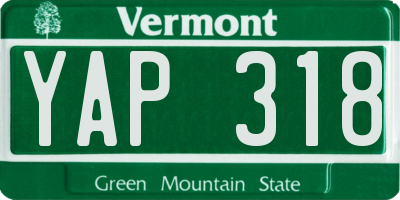 VT license plate YAP318