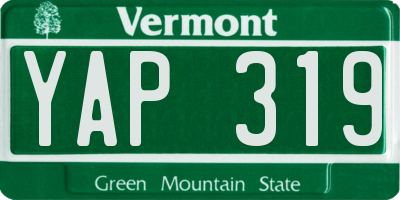 VT license plate YAP319