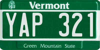 VT license plate YAP321