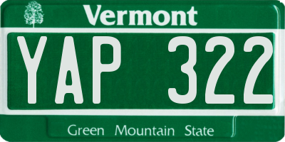 VT license plate YAP322