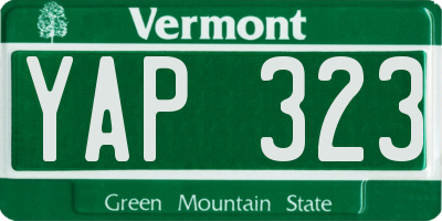 VT license plate YAP323