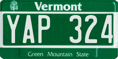 VT license plate YAP324