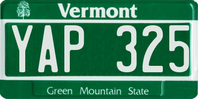 VT license plate YAP325