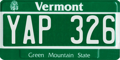 VT license plate YAP326