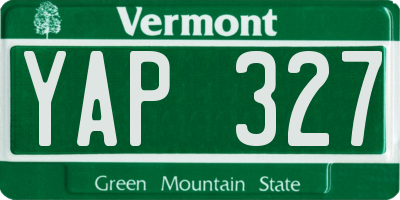 VT license plate YAP327