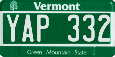 VT license plate YAP332