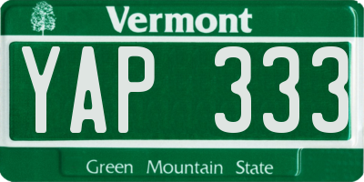 VT license plate YAP333