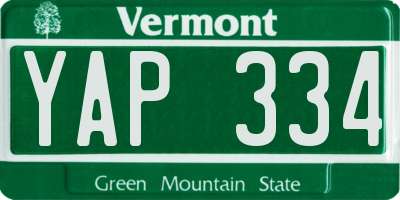 VT license plate YAP334