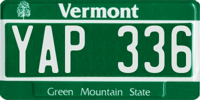VT license plate YAP336