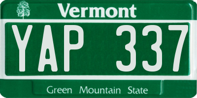 VT license plate YAP337