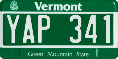 VT license plate YAP341