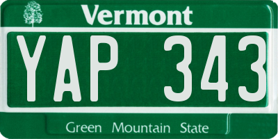 VT license plate YAP343