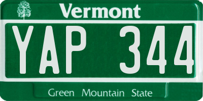 VT license plate YAP344