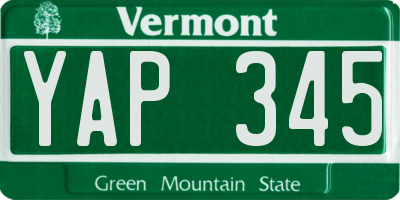 VT license plate YAP345
