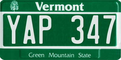 VT license plate YAP347