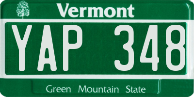 VT license plate YAP348
