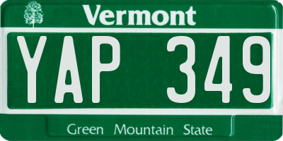 VT license plate YAP349