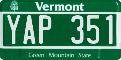 VT license plate YAP351